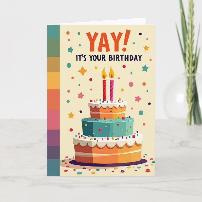 Yay Birthday Cake Card (Front)