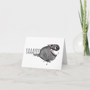 YAY! Black Pug Zoomies Card