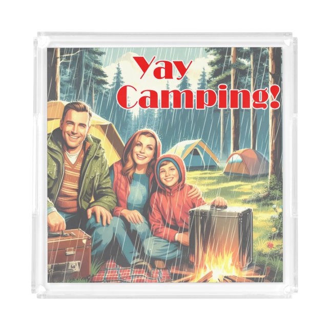 Yay Camping In The Rain Acrylic Tray (Front)