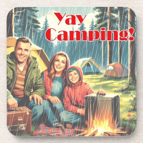 Yay Camping In The Rain Beverage Coaster