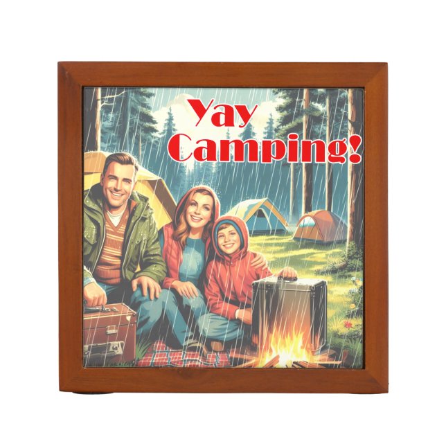 Yay Camping In The Rain Desk Organizer (Front)