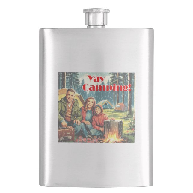 Yay Camping In The Rain Flask (Front)