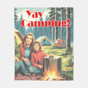 Yay Camping In The Rain Fleece Blanket