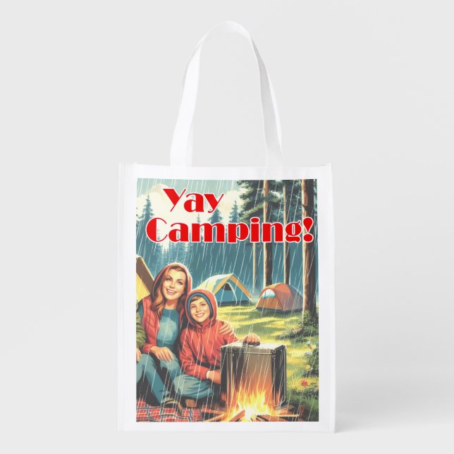 Yay Camping In The Rain Grocery Bag (Front)
