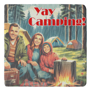 Yay Camping In The Rain Trivet