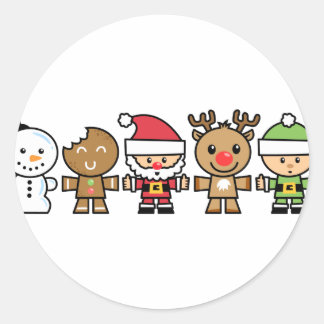 Yay For Color Five Xmas Characters Classic Round Sticker