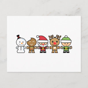 Yay For Color Five Xmas Characters Holiday Postcard