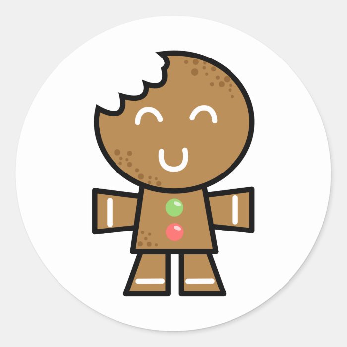 Funny Gingerbread Man Cartoon Christmas Stickers, Funny Gingerbread