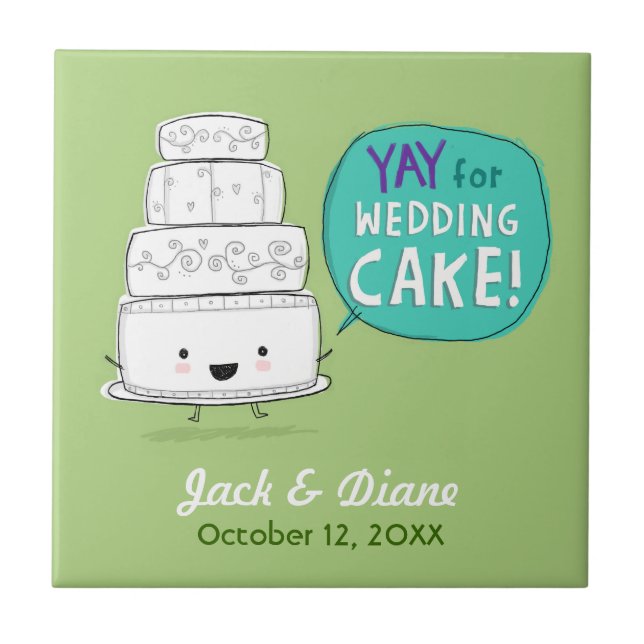 YAY for Wedding Cake! Humorous Design with Text Tile (Front)