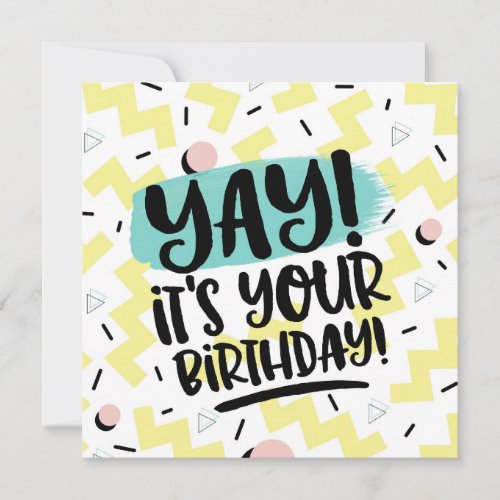Yay its your birthday memphis eighties 90s girls holiday card