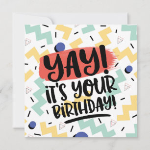 Yay, it's your birthday memphis eighties style men holiday card