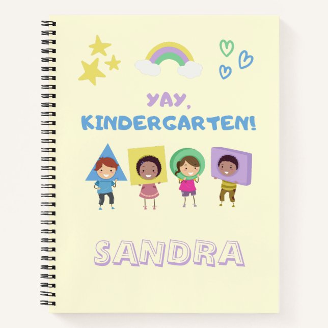 Yay Kindergarten! Cute kids gender neutral Notebook (Front)