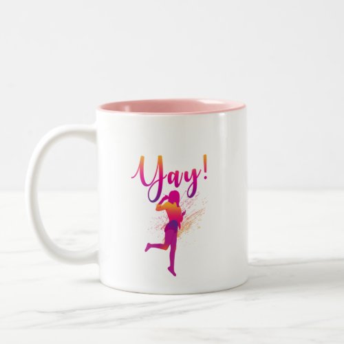 Yay Person Jumping Excited Two_Tone Coffee Mug