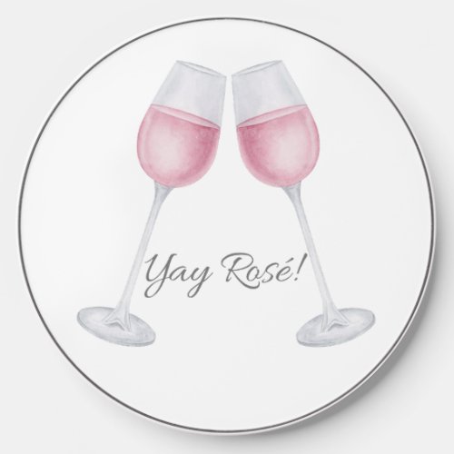 Yay Rose Pink Wine Glass Wireless Charger