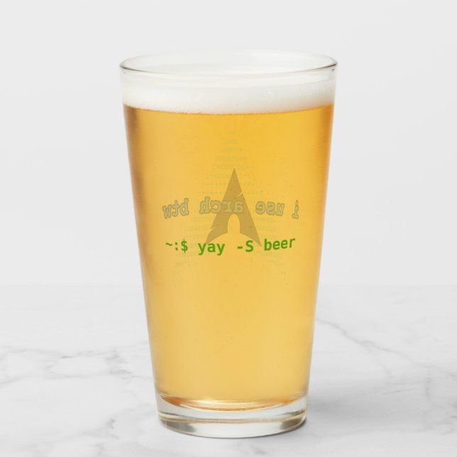 ~:$ yay -S beer (btw logo) Glass (Back Filled)