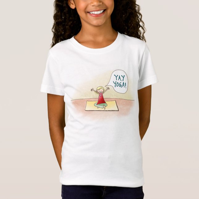 "Yay Yoga!" Girls' Fitted Bella  Babydoll Shirt (Front)