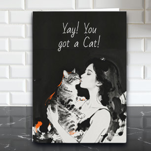 Yay! You got a New Cat Congratulations Card