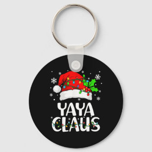 Yaya Claus Christmas Lights Pajama Family Matching Keychain