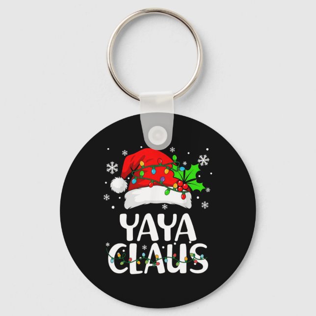 Yaya Claus Christmas Lights Pajama Family Matching Keychain (Front)