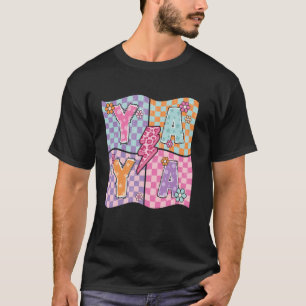 Yaya Flowers Checkered Cute Mom Grandma Women T-Shirt