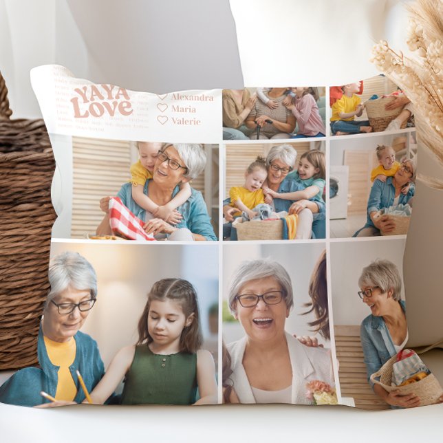 Yaya Love Poetic Photo Collage Throw Pillow (Creator Uploaded)