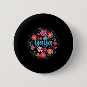 Yaya Mothers Day For Grandma Wildflower Floral Wom Button