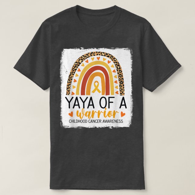 Yaya Of A Warrior Childhood Cancer Leopard Print R T-Shirt (Design Front)