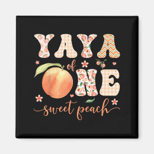 Yaya Of One Sweet Peach 1st Birthday Girl Party Magnet