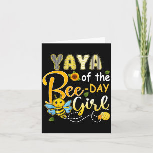 Yaya Of The Bee-Day Girl Funny Bee Birthday Party Card
