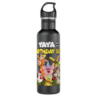 Yaya Of The Birthday Boy Farm Animals Birthday Par Stainless Steel Water Bottle
