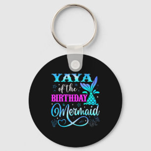 Yaya Of The Birthday Mermaid Family Matching Party Keychain