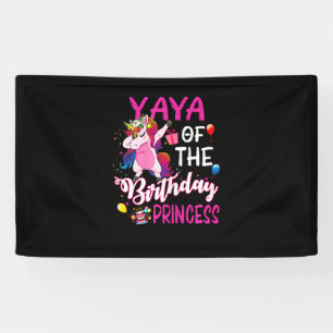 Yaya Of The Birthday Princess Unicorn Girl T-Shirt Banner