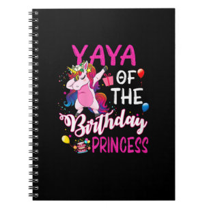 Yaya Of The Birthday Princess Unicorn Girl T-Shirt Notebook