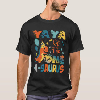 Yaya Of The One A Saurus 2Nd Birthday Dinosaur Par T-Shirt