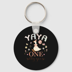 Yaya of the one silly goose 1st birthday girl keychain