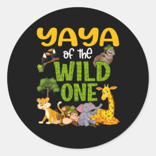 Yaya Of The Wild One Zoo Birthday Safari Jungle Classic Round Sticker