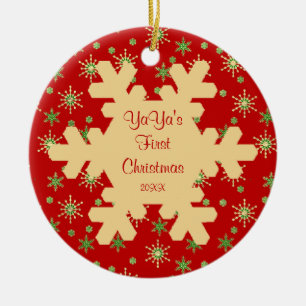 YaYa's First Christmas Red Snowflake Ornament