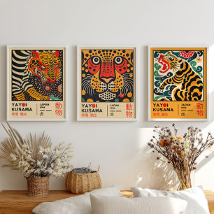 Yayoi Kusama Asian Tiger Japanese Exhibition Wall Art Sets