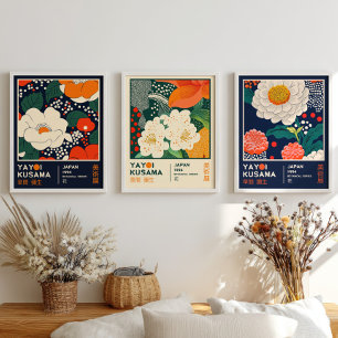 Yayoi Kusama Flowers Japanese Botanical Exhibition Wall Art Sets
