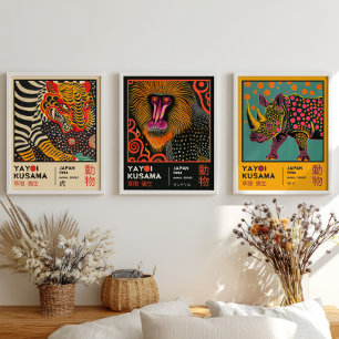 Yayoi Kusama Japanese Pop Art Animal Exhibition Wall Art Sets