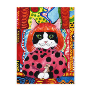 Yayoi Kusama tribute as Cute Cat mouse postcard