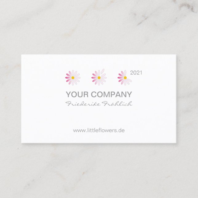 ♥ yBee *Little Flowers* Mini Calendar 2021 . Business Card (Front)