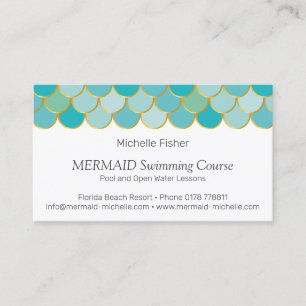 ♥ yBee *MERMAID Swimming Course* Fish Scales . Business Card