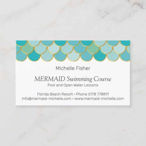  yBee MERMAID Swimming Course Fish Scales  Business Card
