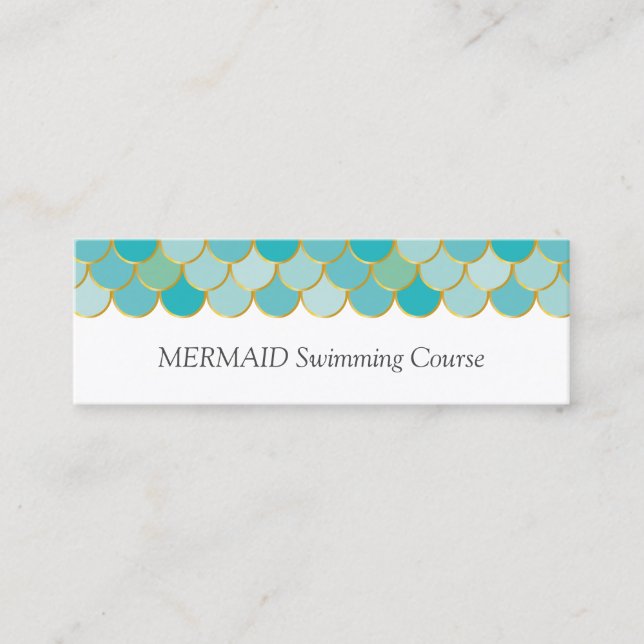 ♥ yBee *MERMAID Swimming Course* Fish Scales . Mini Business Card (Front)