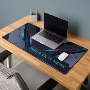 yberpunk Mecha Armor Blue Purple Custom Gaming Desk Mat
