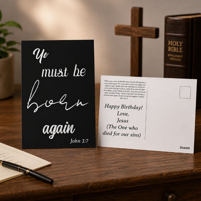 Ye Must Be Born Again Funny Christian Birthday  Postcard (Creator Uploaded)