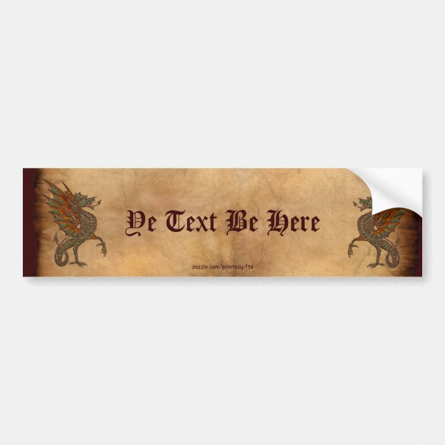 Ye Old Medieval Dragon Design Bumper Sticker (Front)