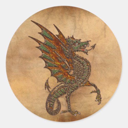 Ye Old Medieval Dragon Design Classic Round Sticker