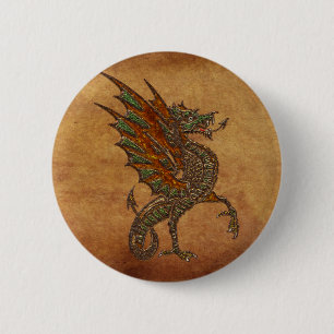Ye Old Medieval Dragon Design Pinback Button